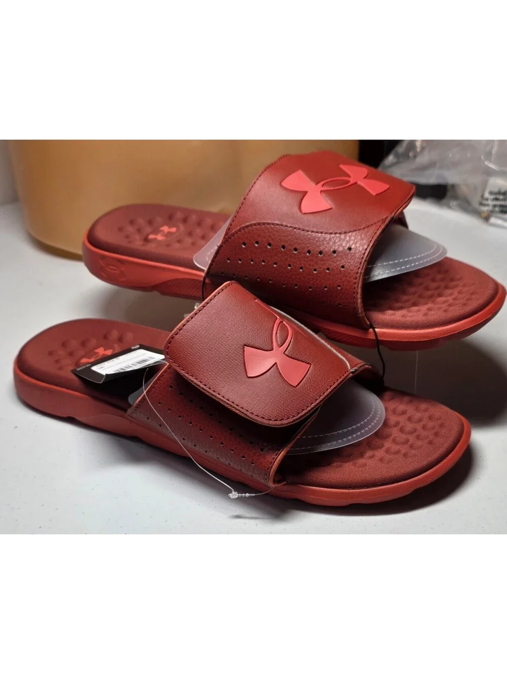 Under Armour Adjustable Red Slide Sandals - Size 10 - New with Tags